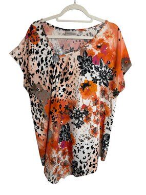 Avenue 18/20 Floral Animal Print Asymmetrical Plus Size Top